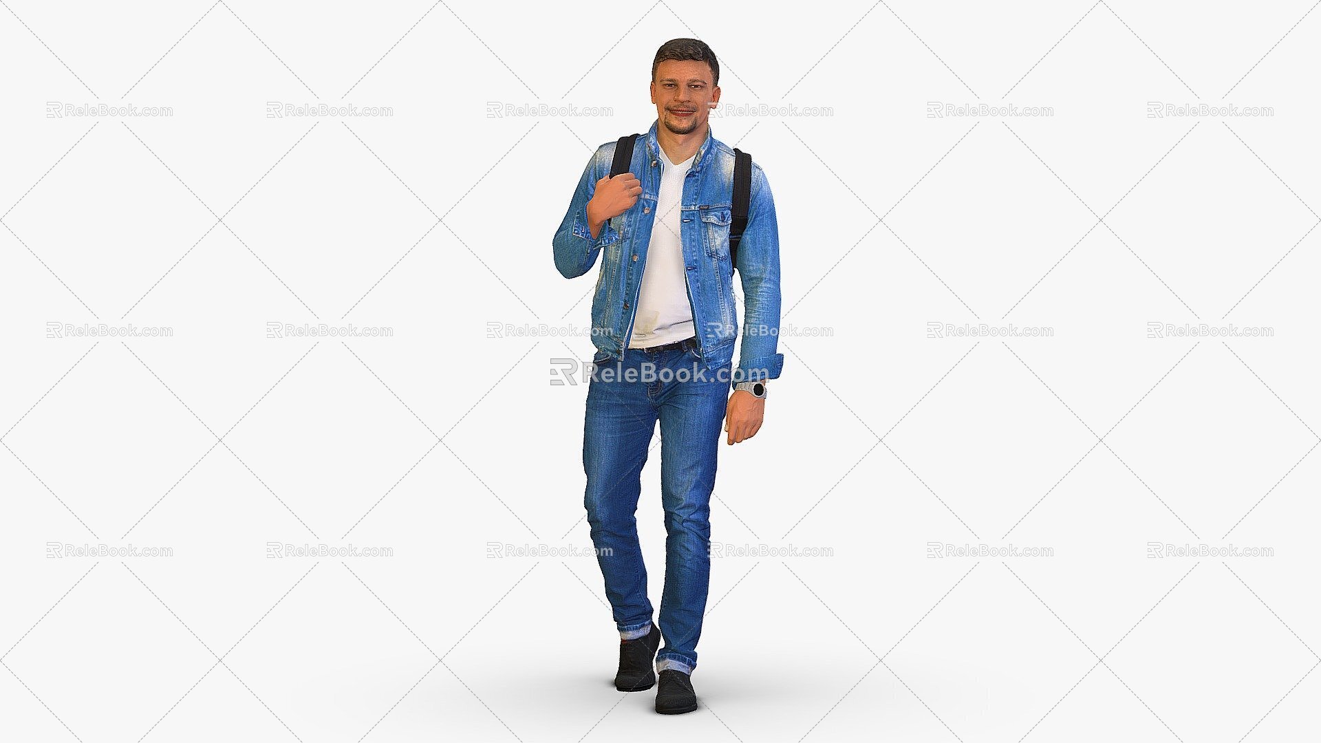 Walking Man Backpack Man 3d model