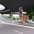 Vibrant Underpass Recreational Space With Colorful Floor And Graffiti Covered Pillars