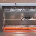 Modern Reception Desk Design With Dark Marble Countertop And Orange Structure 3d model