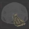 Rattan Round Outdoor Chair With Soft Pillows And Faux Fur Throw On Metal Stand