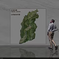 Modern 3D Topographic Wall Decor With Shanxi Province Terrain Map On Marble Wall