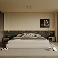 Modern Bedroom Interior Design With Natural Light Greenery View Textured Headboard And Light Linen
