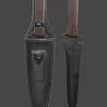 Tactical Weapon Double Knives With Wooden Handles Metal Blades And Leather Sheath