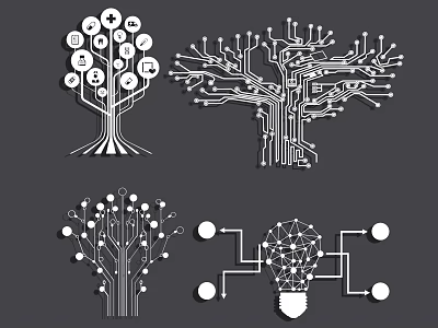 Modern Science and Technology Tree Modern Science and Technology Tree Circuit Board Elements Science and Technology Elements Circuit Elements Shading Border Number 3d model