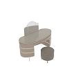 Modern Dressing Table with Round Mirror Multiple Drawers and Matching Stool 3d model