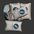 White Laundry Detergent Bags With Blue Logo And Open Pouch Showing Blue Granules