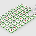 White Mahjong Tiles With Green Borders Chinese Characters And Symbols Near Dice And Tea Cup