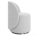 Light Gray Bouclé Accent Chair Modern Curved Back Round Base Living Room Furniture Design