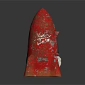 Red Rocket Model with Rustic Red Surface and White Scratches on Dark Background
