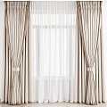 Elegant Beige Curtains With White Sheer And Tiebacks For Window Decoration