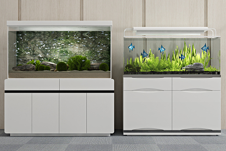 Modern fish tank ecological fish tank living room aquarium 3d model