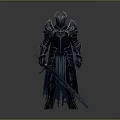 Dark Armored Knight Figure With Intricate Design And Long Sword