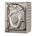 White Front Load Washing Machine With Modern Design And Digital Control Panel