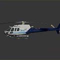 Blue And White Helicopter Model With Yellow Rotor Blades And Detailed Design