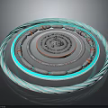 Natural Concentric Rings With Blue White Stripes And Intricate Central Pattern