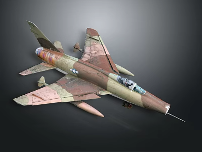 Vintage Military Fighter Aircraft With Camouflage Paint Sharp Nose And Weapon Attachments 3d model