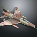Vintage Military Fighter Aircraft With Camouflage Paint Sharp Nose And Weapon Attachments
