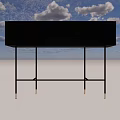 Black Entryway Cabinet Sideboard With Vertical Slats And Metal Legs Golden Feet