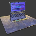 Urban Hostel Barrier Design With Warning Stripes And Signage On Concrete Ground