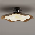 Modern Wooden Petal Shaped Flush Mount Ceiling Light With Soft Warm Glow 3d model