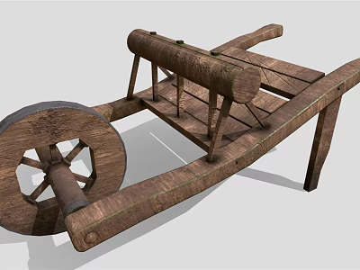 Vintage Wooden Wheelbarrow With Rustic Handcrafted Frame And Spoked Wheel Design 3d model