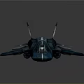 Futuristic Blue Sci Fi Aircraft Model With Angular Wings And Cockpit
