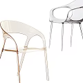 Transparent Acrylic Accent Chair With Curved Armrests And Slim Metal Legs