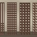 Wooden Room Screens Featuring Various Geometric Patterns Vertical Slats Grid And Triangles 3d model