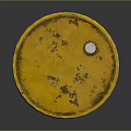 Old Yellow Rusty Barrel With Radioactive Symbol And L-bude Text