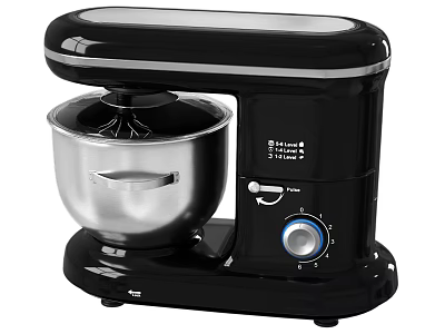 Modern Black Electric Stand Mixer With Stainless Steel Bowl Control Knob Kitchen Appliance 3d model