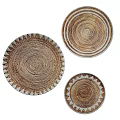 Woven Brown Round Rugs With Geometric Edge Patterns Decorative Set 3d model