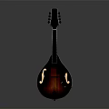 Red Brown Wooden Mandolin Musical Instrument With Glossy Surface And Dark Background Reflection