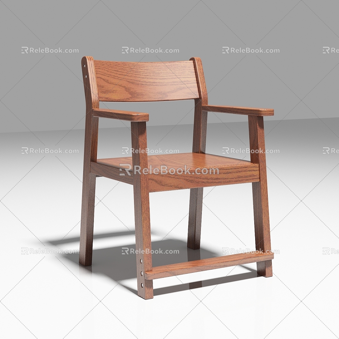 Nordic Solid Wood Leisure Chair 3d model