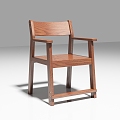 Nordic Solid Wood Leisure Chair 3d model