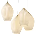 Modern White Pleated Pendant Lights Hanging In Stylish Interior Space Design