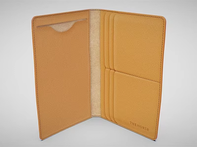 Open Brown Leather Wallet With Multiple Card Slots And Clear ID Pocket 3d model