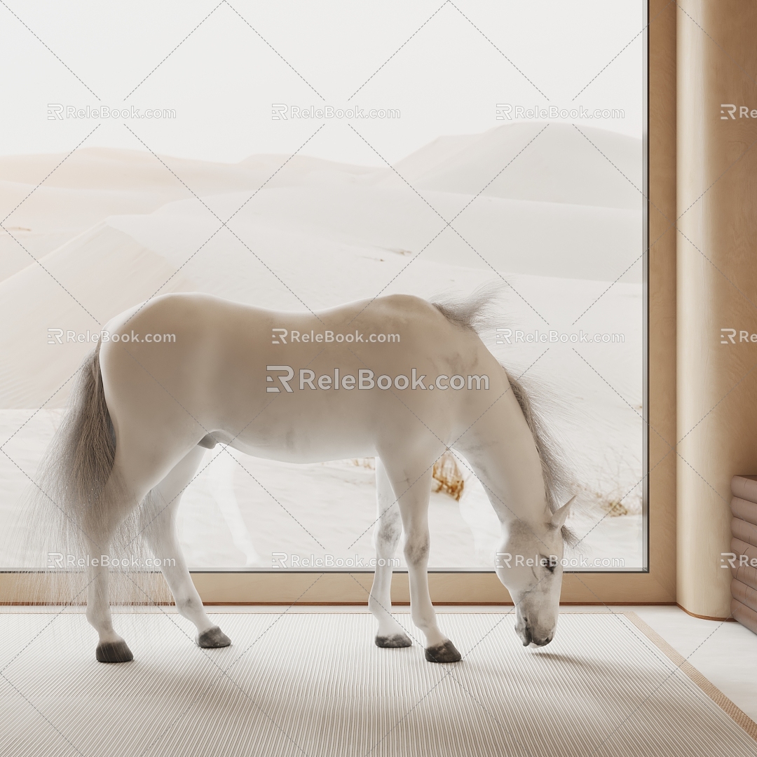 Modern horse white horse 3d model