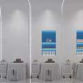 Modern Minimalist Beauty Salon Interior With Stylish Reception Desk And Comfortable Chairs And Beauty Poster