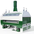 Green and White Industrial Processing Equipment With Tall Chimney Side Cylinders And Base Supports