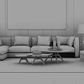 Modern Multiplayer Sofa Coffee Table Combination 3d model