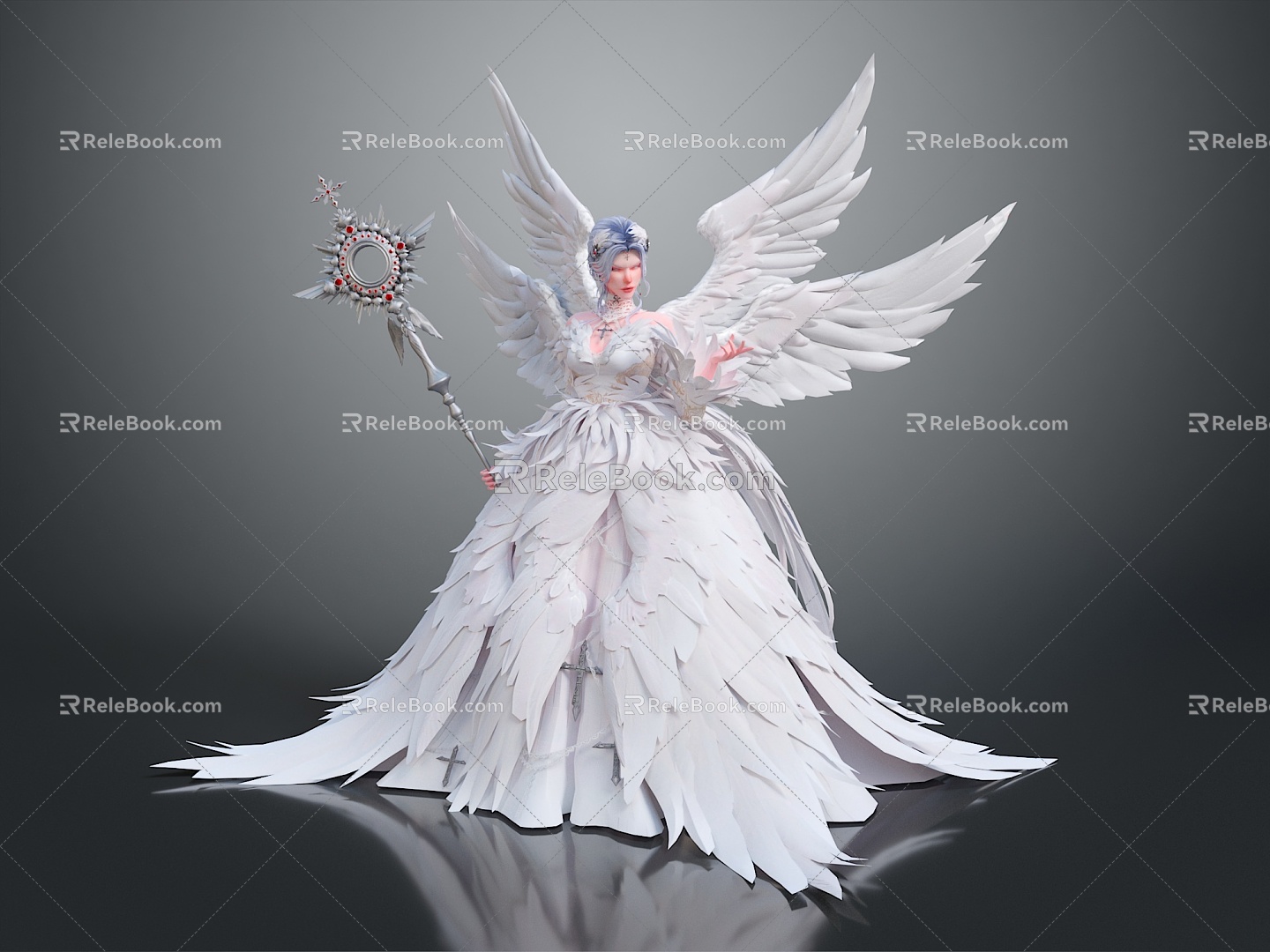 Modern game character angel four-winged angel Athena 3d model