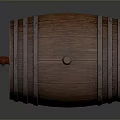 Traditional Wooden Barrel With Metal Hoops On Sturdy Wooden Stand