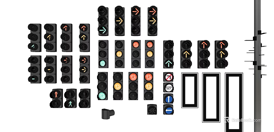 Outdoor Traffic Signal Lights with Directional Arrows Red Yellow Green Indicators for Road Safety 3d model 