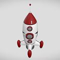 Vintage Rocket Model With White Body Red Accents Black Star And Round Windows