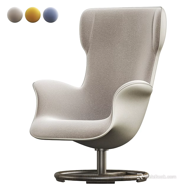 Grey Modern Office Chair With Swivel Base And Comfortable Padded Backrest 3d model 