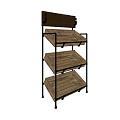 Three Tier Wooden Display Shelf With Metal Frame And Top Board For Retail