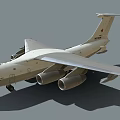 White Military Transport Aircraft With Four Engines And Red Star On Tail