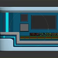 3D Modern Blue And White Container Design With Panel And Reflective Base