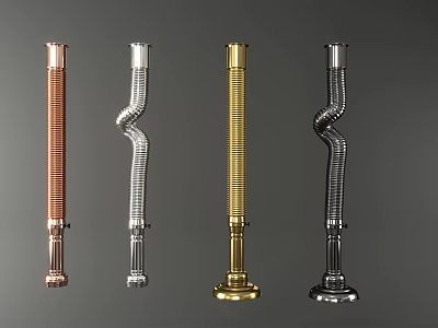 Modern Decorative Pipes With Various Colors And Curved Straight Designs Showcase 3d model