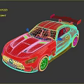 Red Mercedes AMG Sports Car with Rear Spoiler and Sleek Body Design